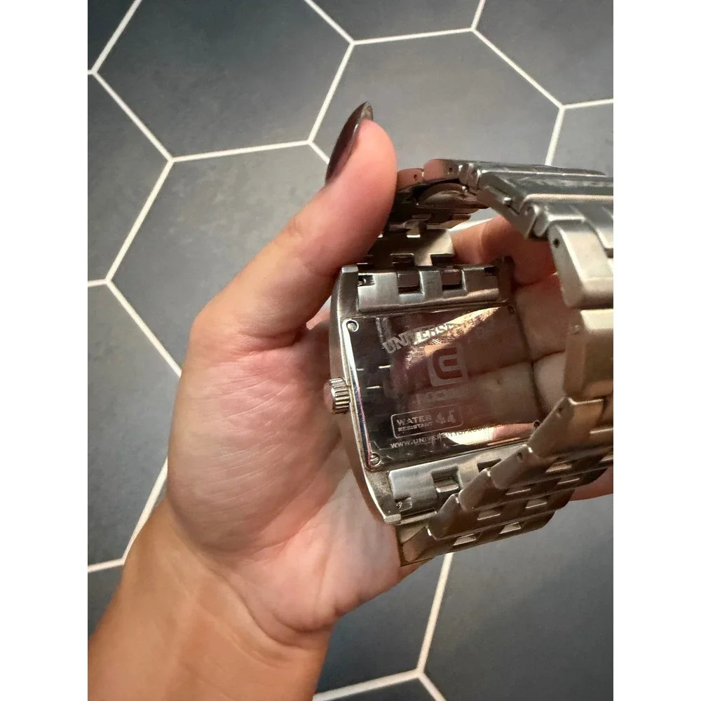 Rockwell Oklahoma Sooners OU Stainless Steel Rectangle Quartz Watch Silver Tone